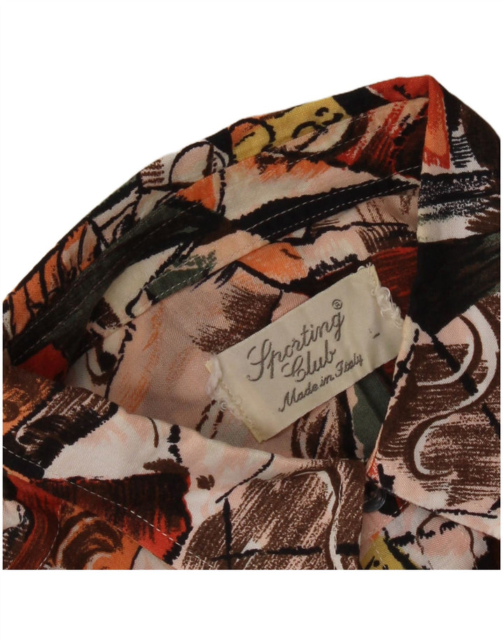 Винтажная мужская рубашка с коротким рукавом с абстрактным узором, большая разноцветная