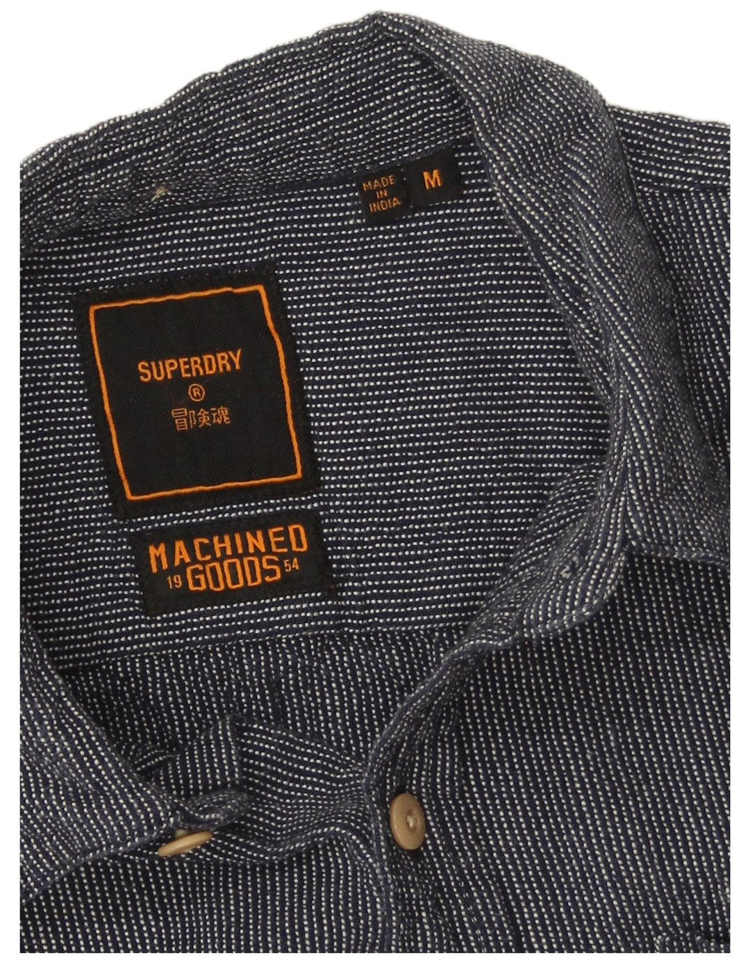 Мужская рубашка Superdry среднего размера, темно-синяя, в тонкую полоску, хлопок