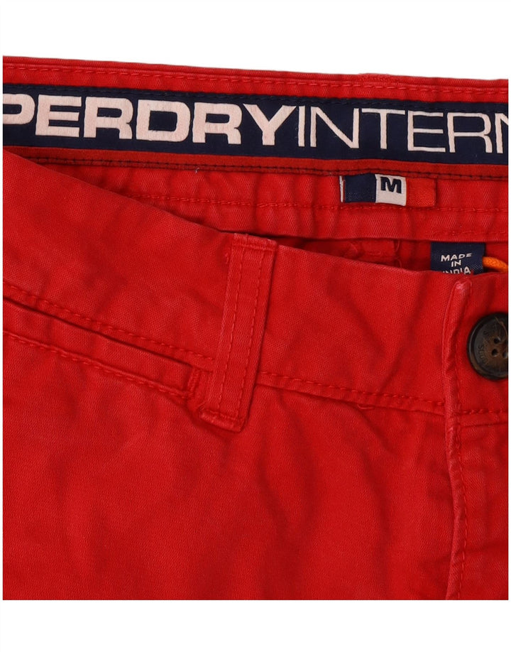 SUPERDRY Мужские шорты чинос среднего размера W32 Красный хлопок