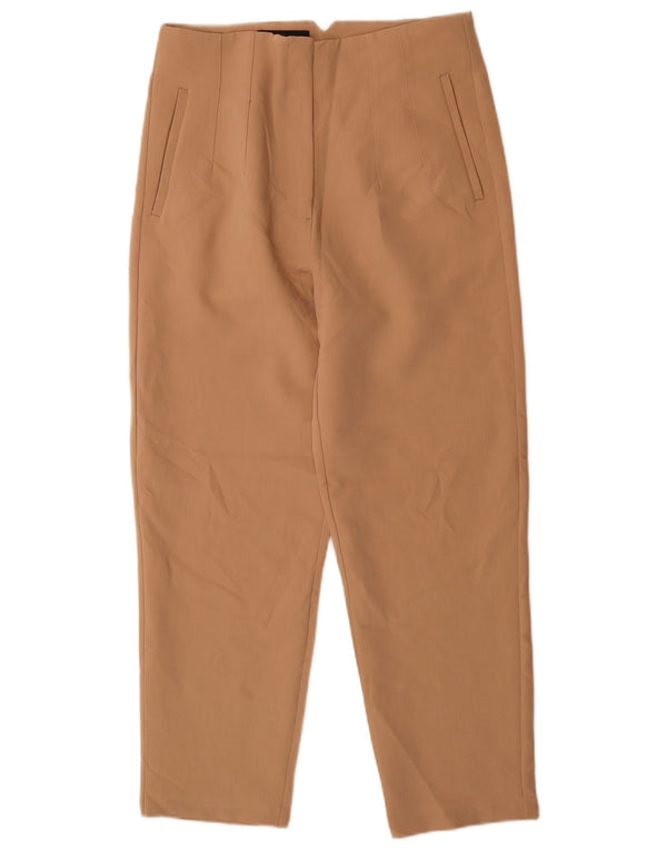 Zara Женские зауженные костюмные брюки с высокой талией, большие W30 L27, бежевый полиэстер