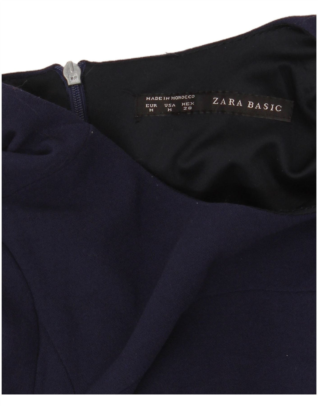 Женское базовое платье с рукавом 3/4 Zara UK 12, средний темно-синий