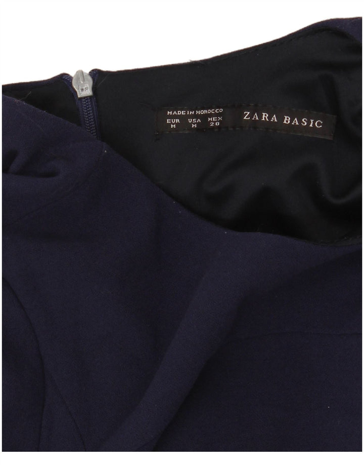 Женское базовое платье с рукавом 3/4 Zara UK 12, средний темно-синий