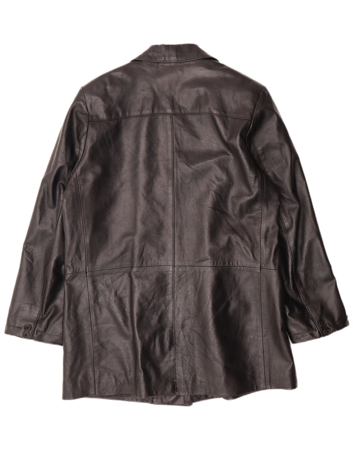 Винтажная мужская кожаная куртка UK 38, средняя черная кожаная классическая куртка