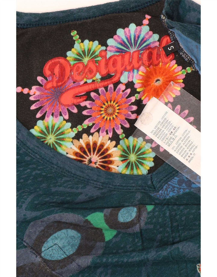 Женская блузка Desigual Top UK 10, маленькая разноцветная вискоза с цветочным принтом