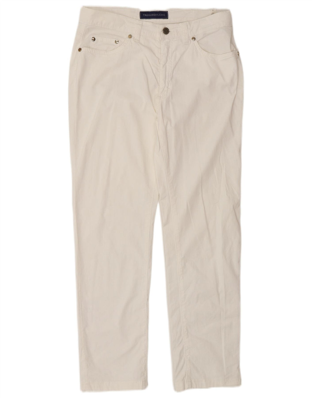 Trussardi Женские прямые повседневные брюки IT 44 Medium W28 L28 Белый хлопок