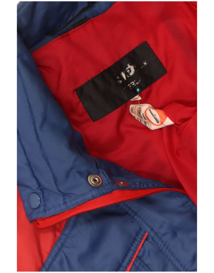 Винтажная мужская стеганая куртка IT 52 XL синяя из полиэстера с цветными блоками