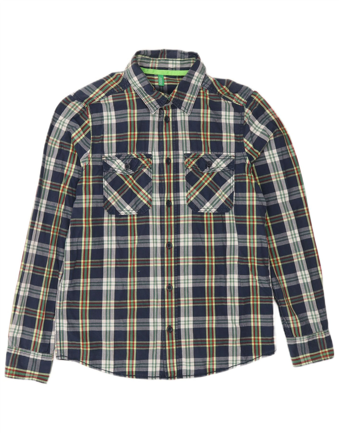 Рубашка BENETTON для мальчиков 9–10 лет, темно-синяя клетка