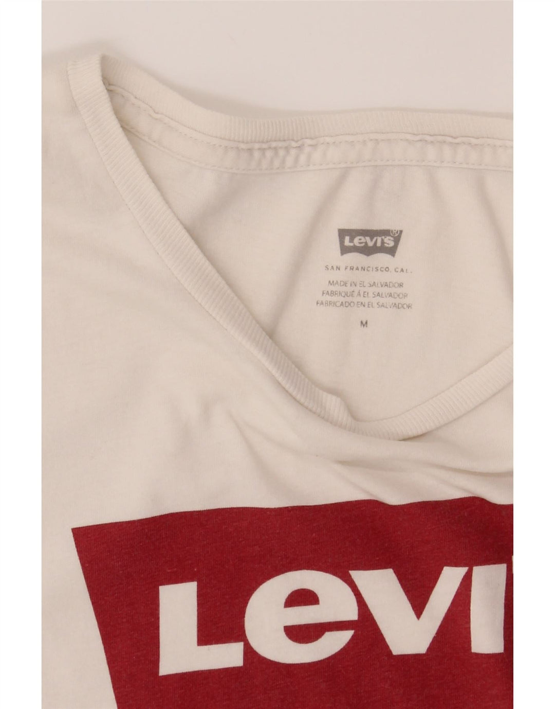 LEVI'S Womens Graphic T-Shirt Top UK 12 Medium White Cotton Vintage Levi's and Second-Hand Levi's from Messina Hembry 