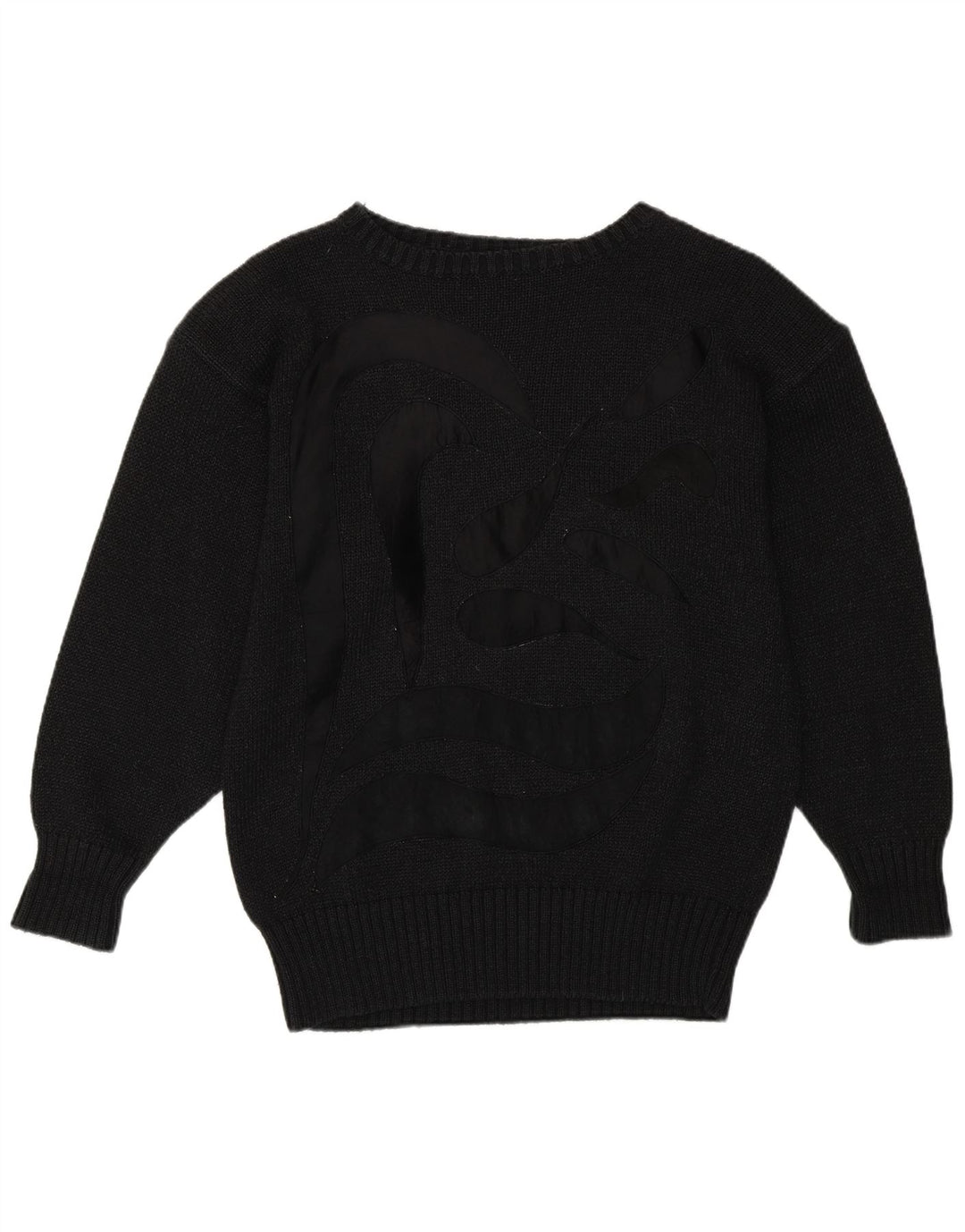 Винтажный женский джемпер с вырезом «лодочкой», Великобритания 14, средний черный хлопковый свитер