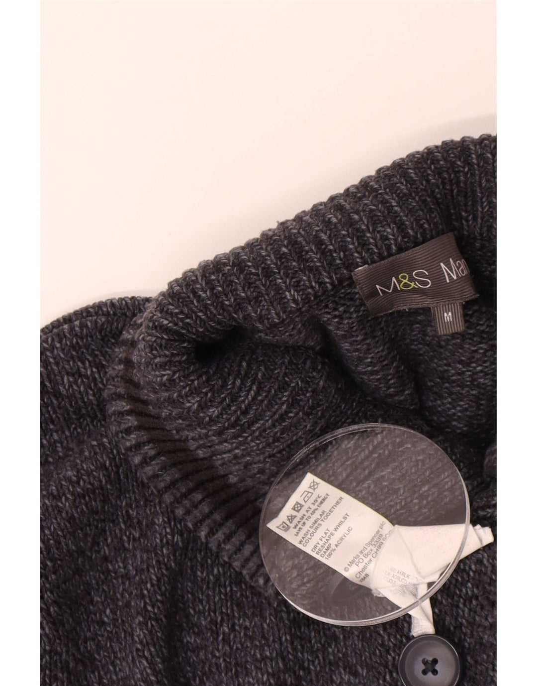 Мужской джемпер с воротником на пуговицах Marks & Spencer, средний темно-синий в крапинку