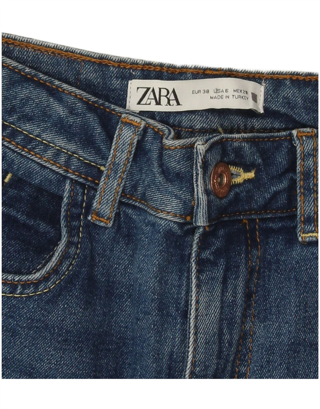 Женские узкие джинсы ZARA EU 38, маленькие W28 L27, синие