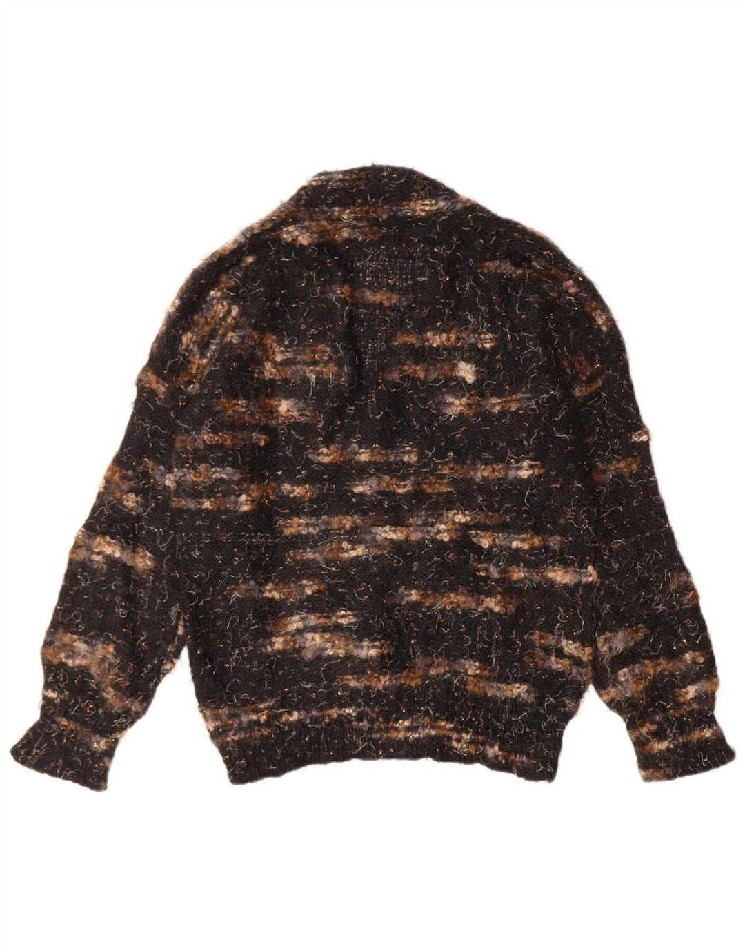 VINTAGE Womens V-Neck Jumper Sweater UK 14 Medium Black Flecked