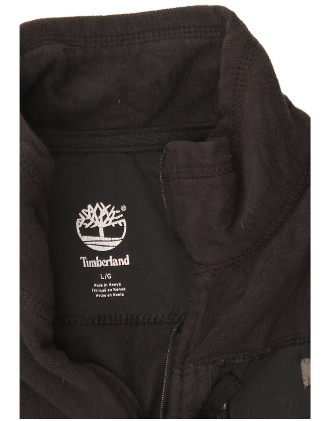 TIMBERLAND Mens Zip Neck Fleece Jumper Large Black