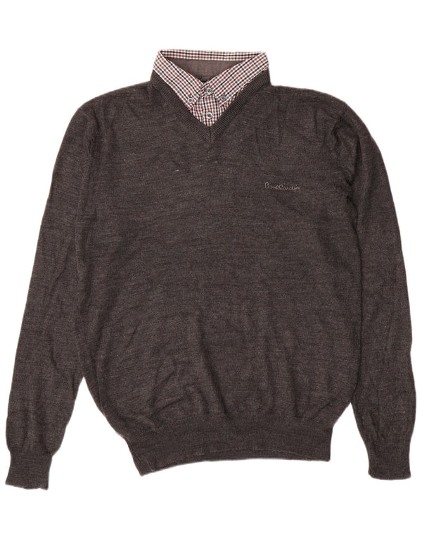 PIERRE CARDIN Мужской джемпер с v-образным вырезом, средний серый акрил, классический