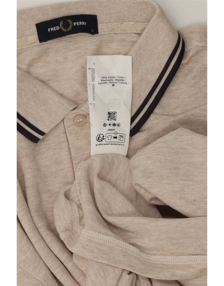 Мужская рубашка-поло Fred Perry, большой размер, бежевый хлопок