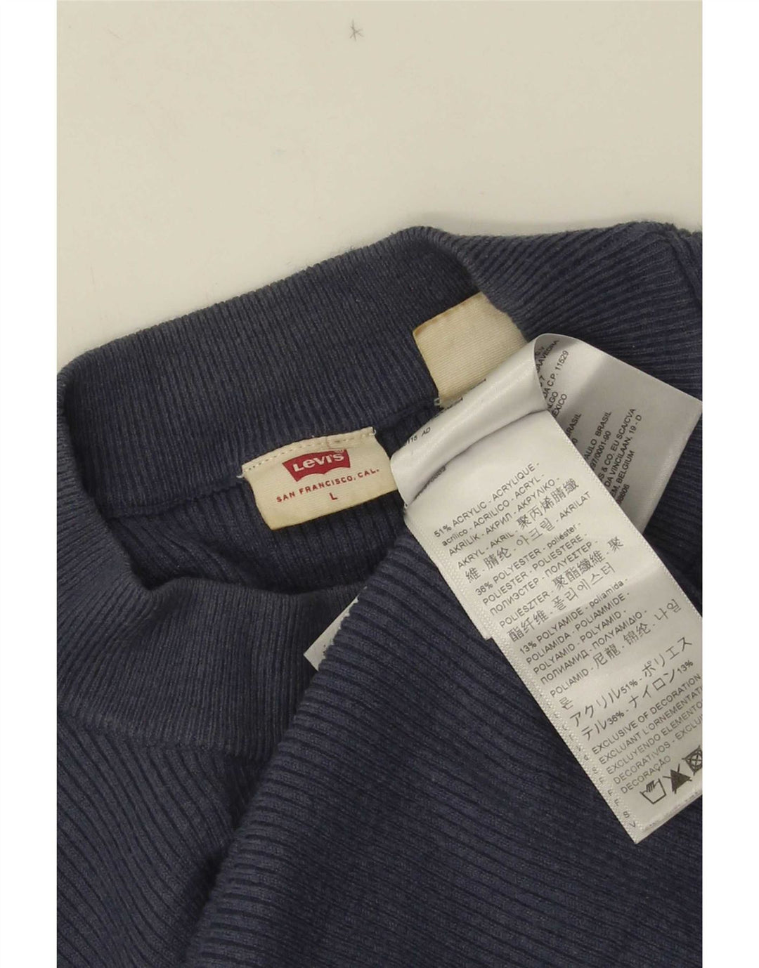 Женский топ Levi's с длинным рукавом UK 14, большой темно-синий акрил