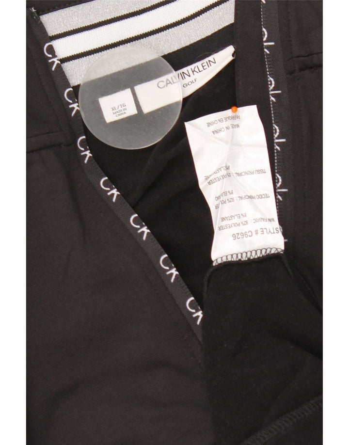 Мужской пуловер с воротником на молнии для гольфа Calvin Klein, спортивный костюм, топ XL, черный полиэстер
