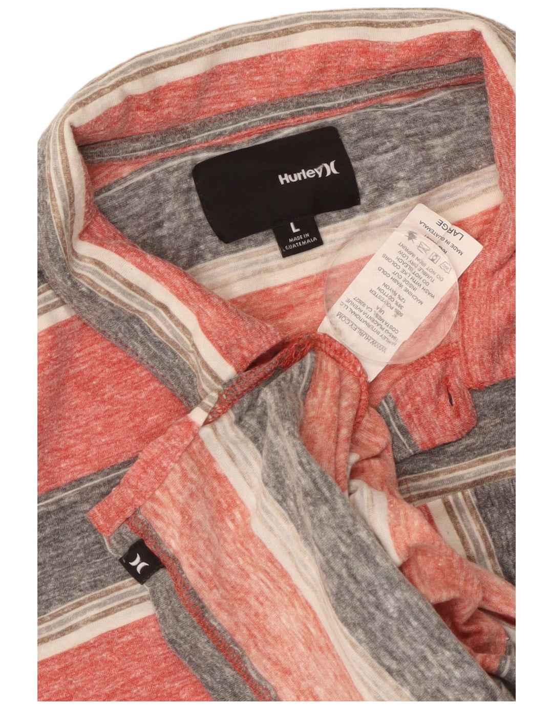 Мужская рубашка поло Hurley, полиэстер, большая розовая полоска