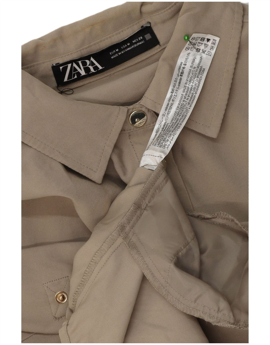 Женское платье-рубашка оверсайз Zara UK 14, средний бежевый вискоза