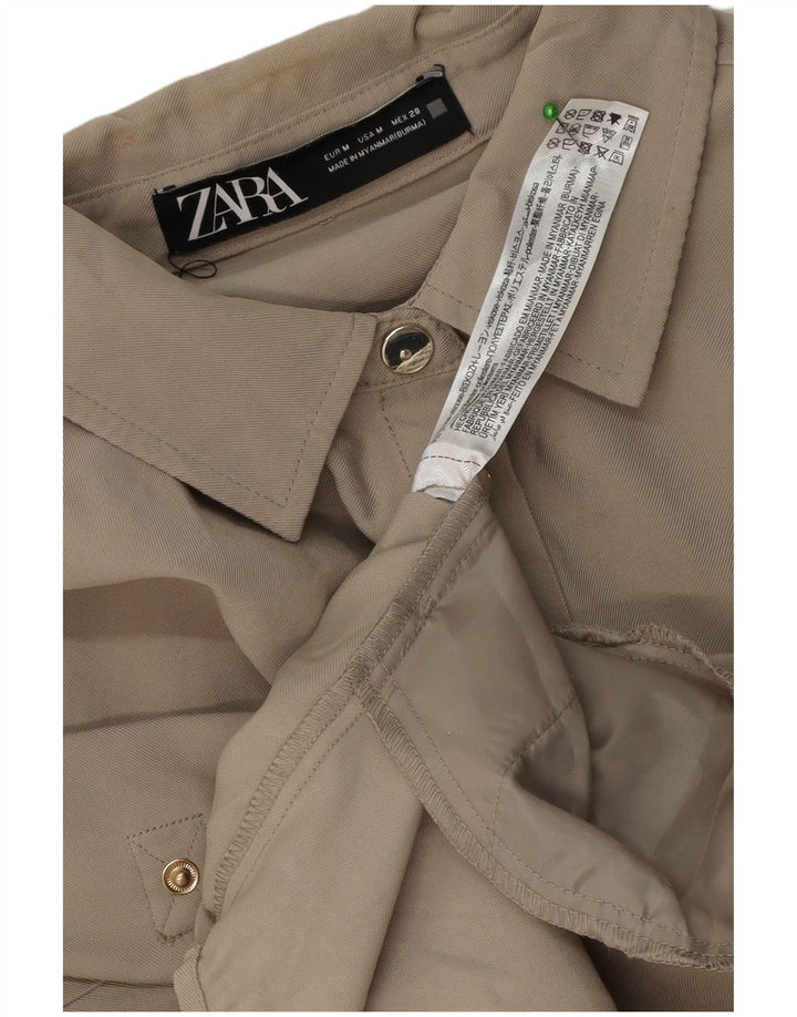 Женское платье-рубашка оверсайз Zara UK 14, средний бежевый вискоза
