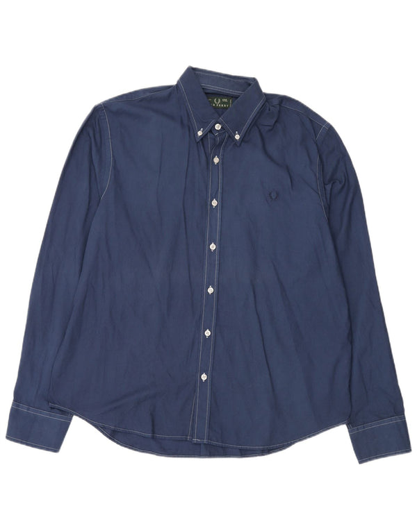 Мужская рубашка узкого кроя Fred Perry 2XL, темно-синяя, хлопок