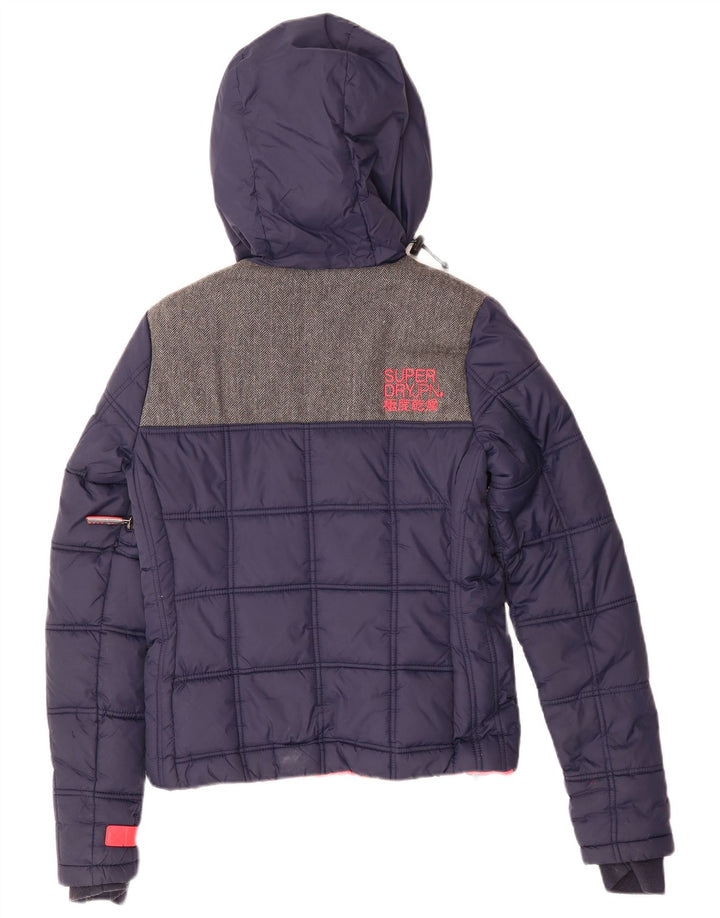 Женская лыжная куртка оверсайз с капюшоном Superdry UK 6 XS Темно-синий полиэстер