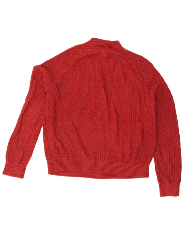 Женский джемпер свободного кроя с высоким воротником для толстого лица, свитер UK 12, средний красный цвет