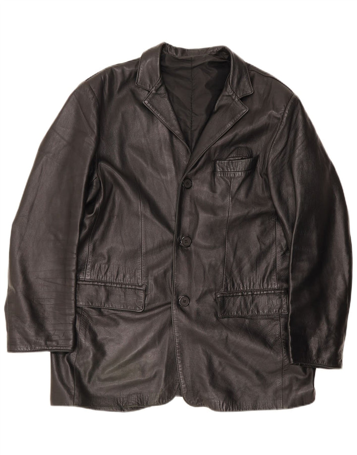 Винтажная мужская кожаная куртка IT 54 2XL черная
