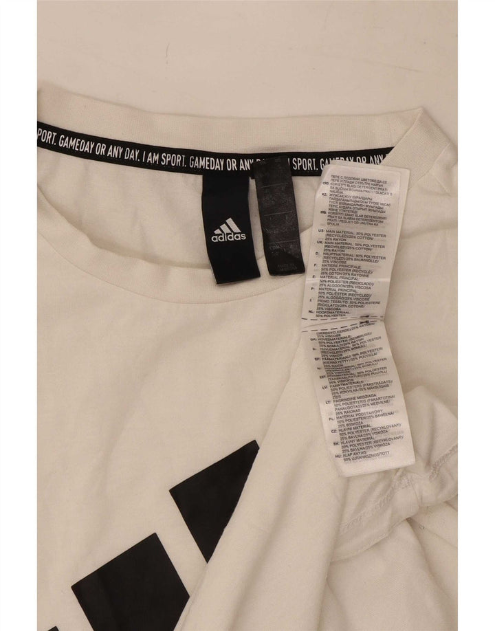 Женский топ с графическим рисунком Adidas UK 8/10, маленький белый полиэстер
