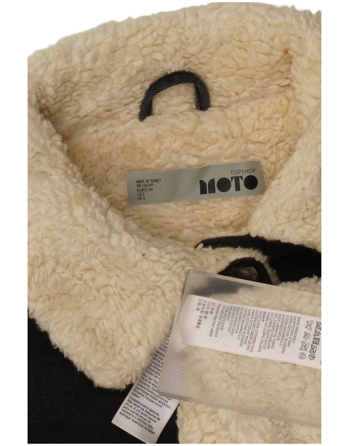 Topshop Женская джинсовая куртка оверсайз из шерпа UK 6 XS Серая хлопковая