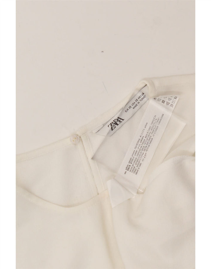 ZARA Womens Blouse Top UK 6 XS White Polyester Vintage Zara and Second-Hand Zara from Messina Hembry 