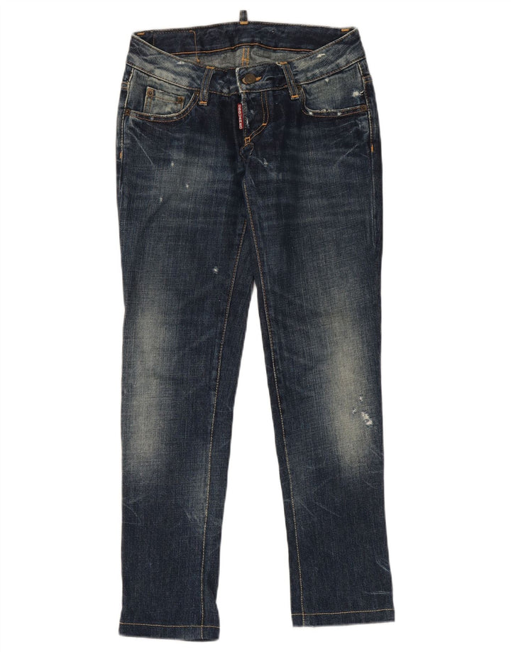 Dsquared2 Женские потертые узкие джинсы IT 38 XS W28 L29 Синий хлопок