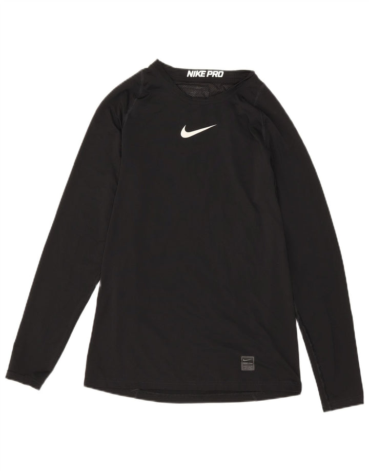 Мужской топ с графикой Nike Dri Fit с длинными рукавами, маленький черный полиэстер