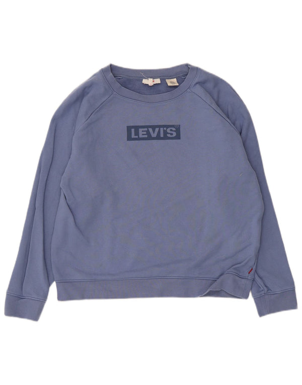 Женский свитер оверсайз с рисунком Levi's, размер UK 10, маленький синий, хлопок