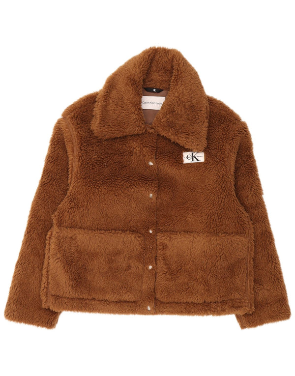 Женская флисовая куртка Calvin Klein Jeans Teddy Bear UK 10, маленькая коричневая