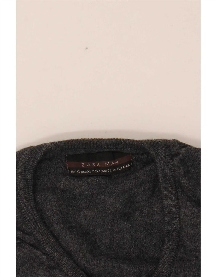 Мужской джемпер с v-образным вырезом Zara XL, серый