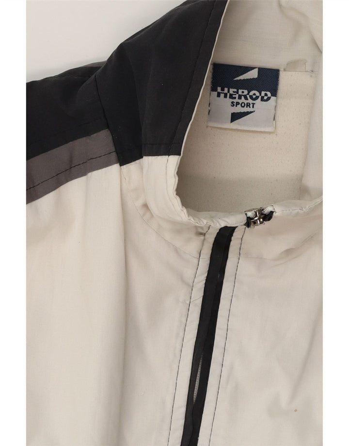 Мужской бомбер Herod Sport с графическим рисунком UK 40, большой белый хлопок с цветными блоками