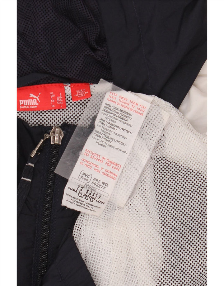 Мужская спортивная куртка с капюшоном PUMA, большая темно-синяя, с цветными блоками