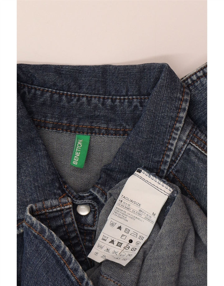 Женская джинсовая рубашка Benetton UK 12, хлопок среднего синего цвета