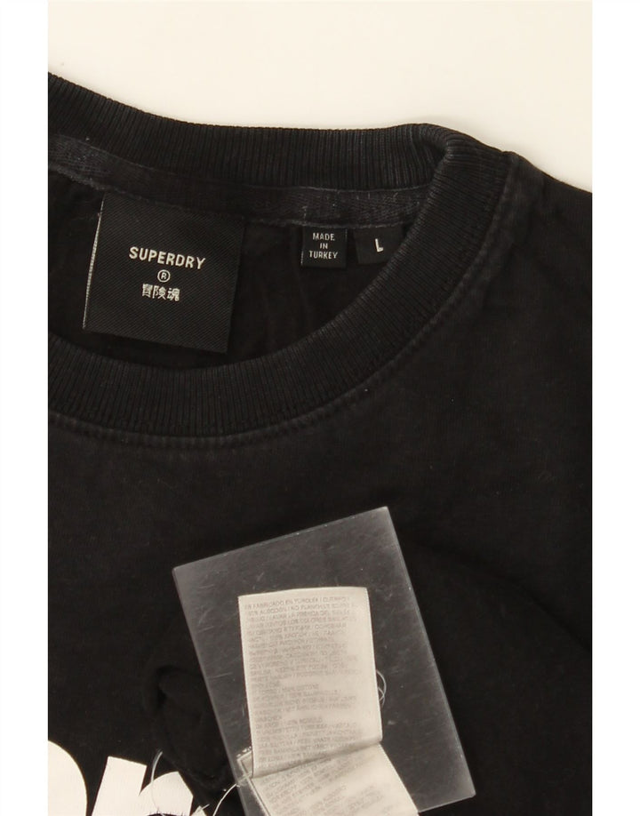 SUPERDRY Женская футболка с рисунком Top UK 16, большой черный хлопок