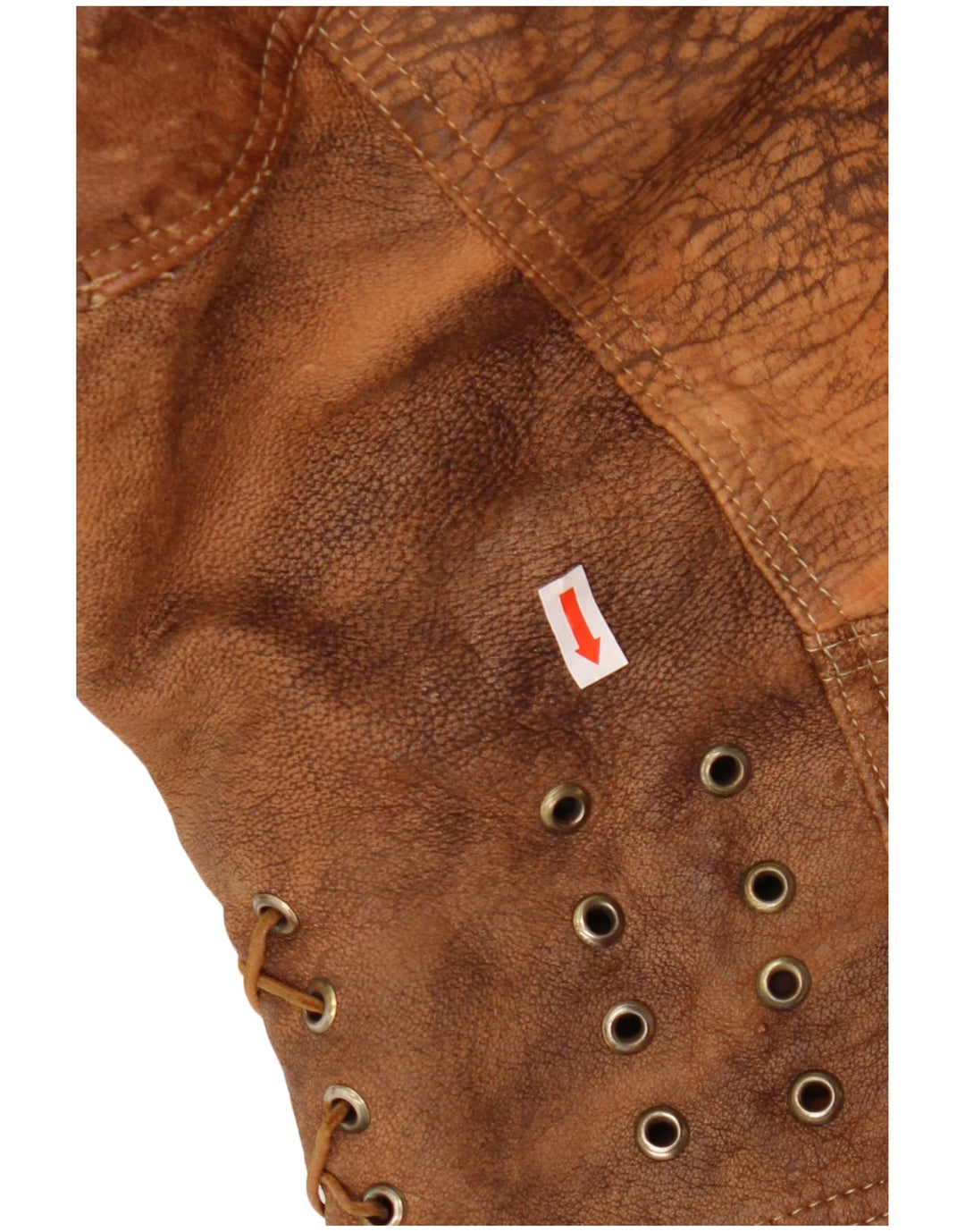 Винтажная женская укороченная кожаная куртка UK 16, большая коричневая