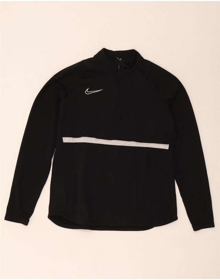 Мужской пуловер с воротником на молнии Nike Dri Fit, спортивный костюм среднего размера, черный с цветными блоками