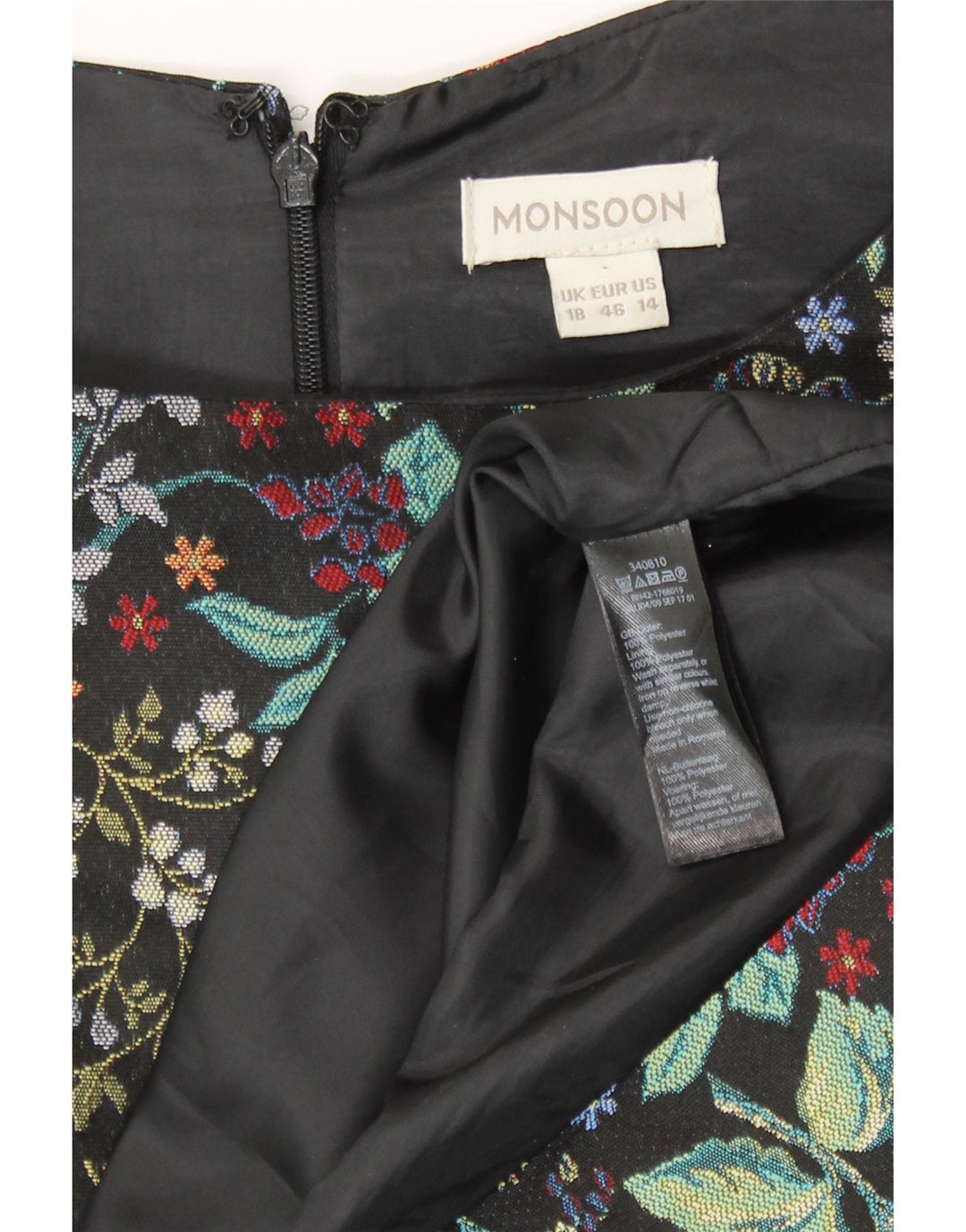 Женское платье-футляр Monsoon UK 18 XL, черное полиэстер с цветочным принтом