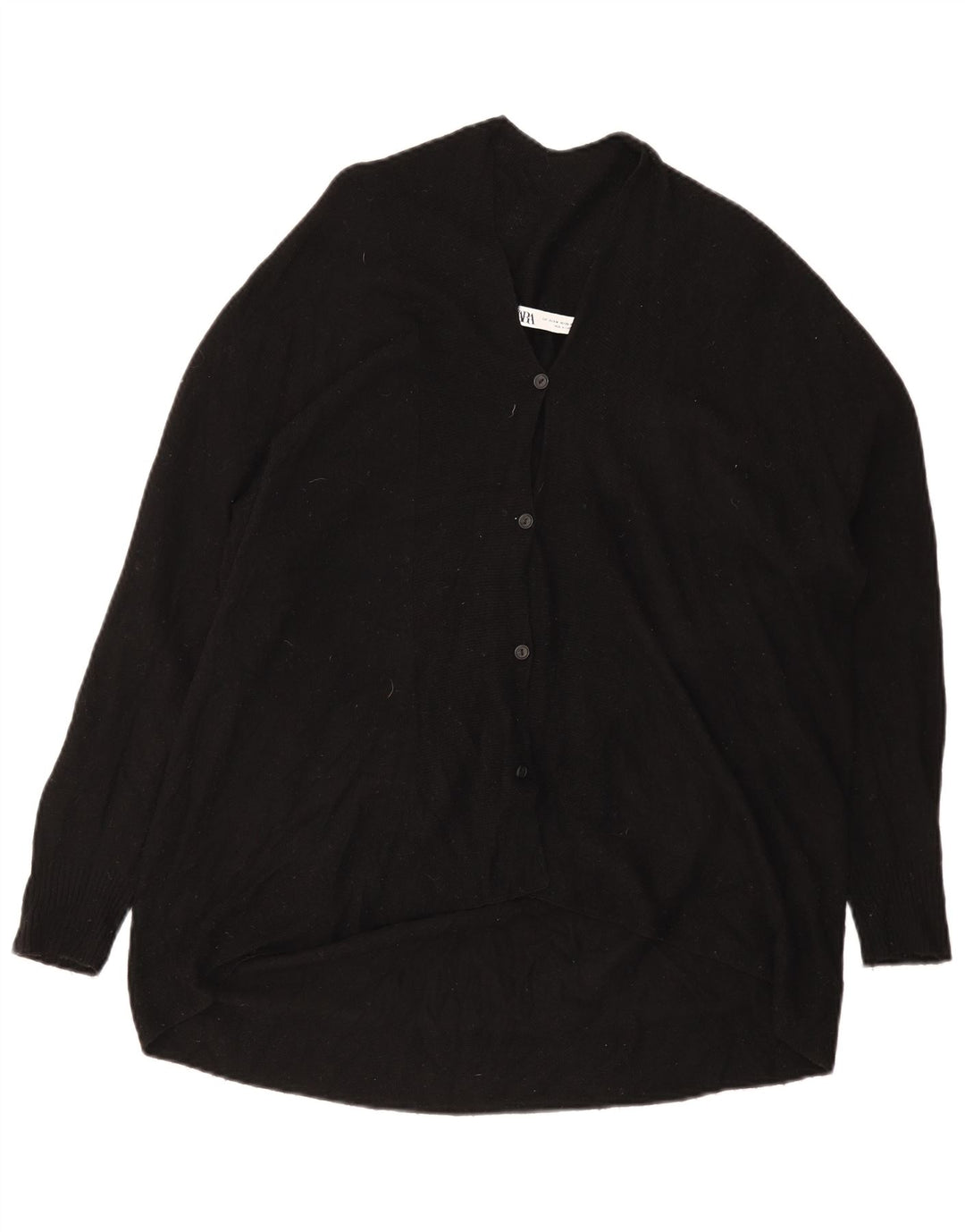Женский свободный кардиган Zara UK 10, маленький черный шерстяной свитер