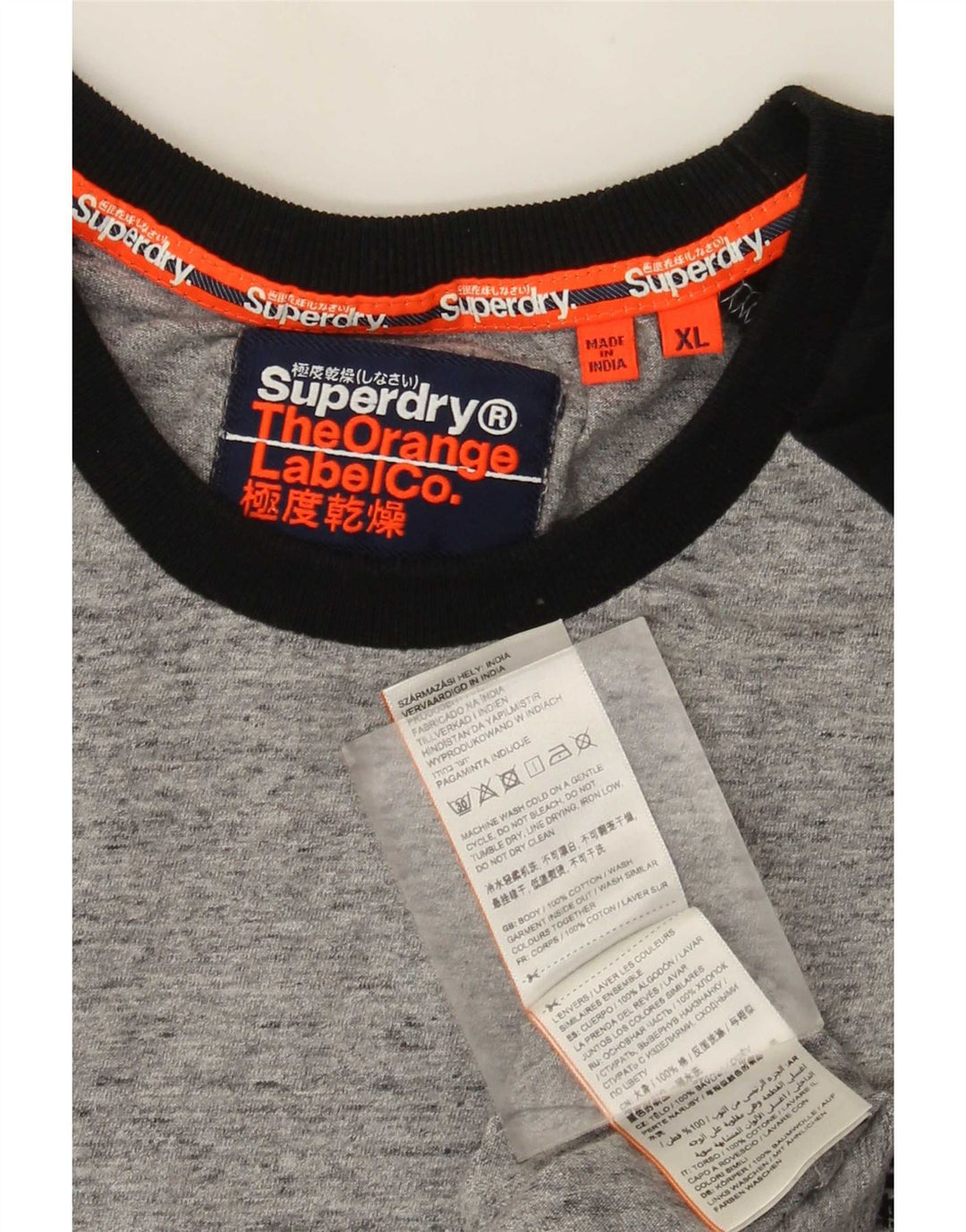 Мужской топ Superdry с длинным рукавом XL, серый цвет, хлопок