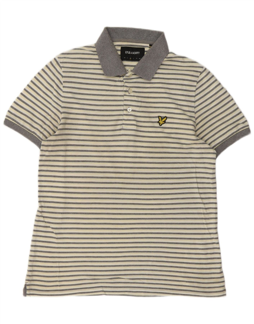 Мужская рубашка-поло Lyle & Scott в белую полоску среднего размера, хлопковая