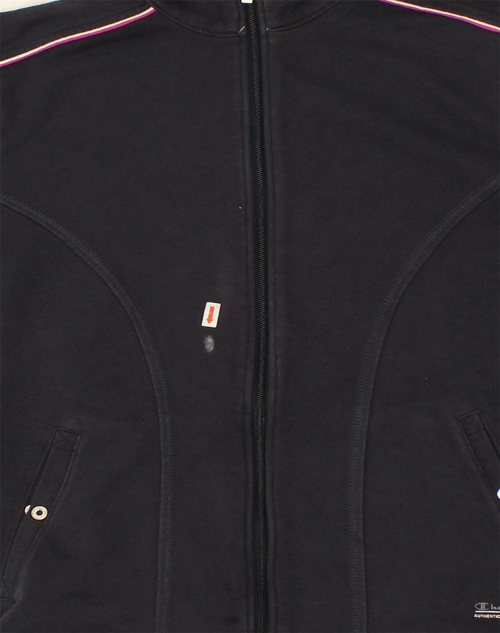 CHAMPION Womens Easy Fit Tracksuit Top Jacket UK 20 2XL Black Cotton | Vintage Champion | Thrift | Second-Hand Champion | Used Clothing | Messina Hembry 