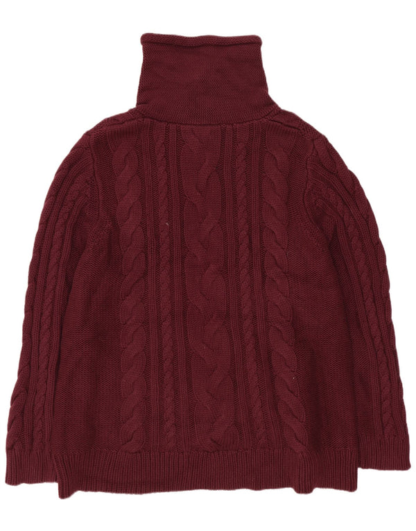 L.L.Bean Womens Roll Neck Jumper Sweater UK 20 2XL Burgundy Cotton