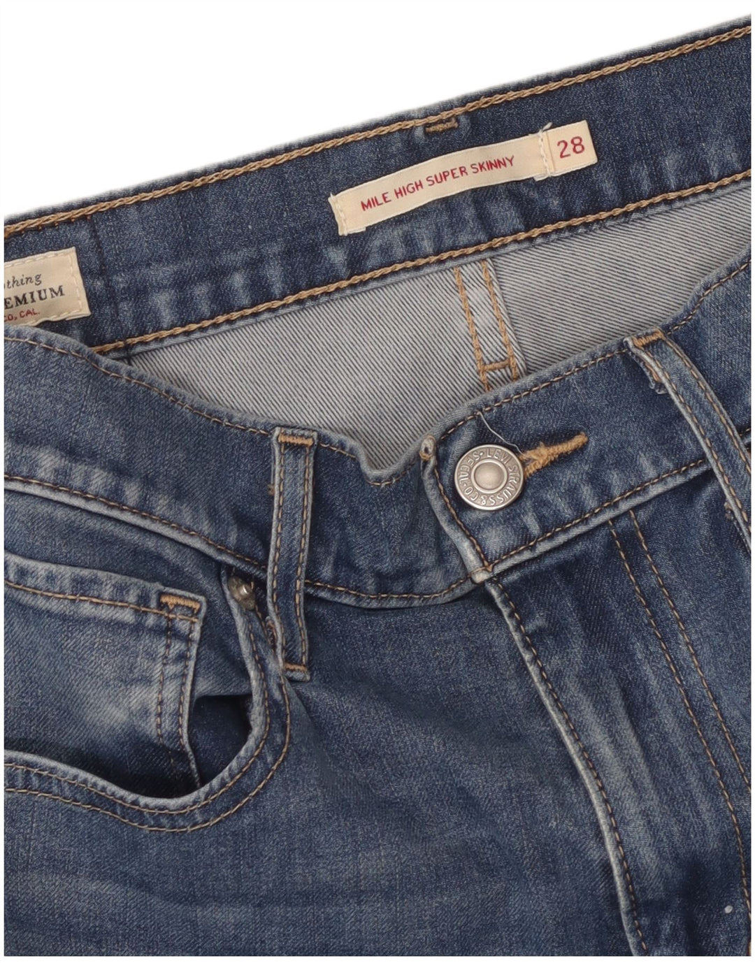 Женские джинсы скинни с завышенной талией LEVI'S W28 L29 синие
