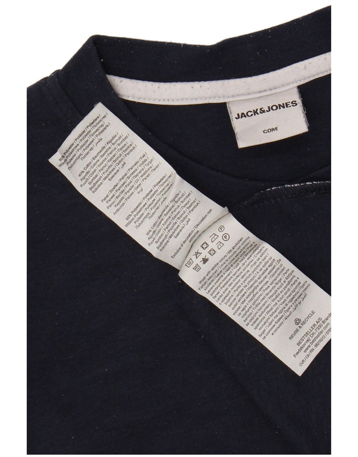 JACK & JONES Мужской свитшот, джемпер, маленький, темно-синий, хлопковый с цветными блоками